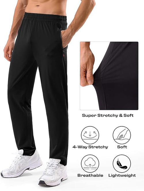 5 Pack Mens Sweatpants with Zipper Pockets Stretch Lightweight Athletic Track Pants for Men Joggers Running Workout Gym
